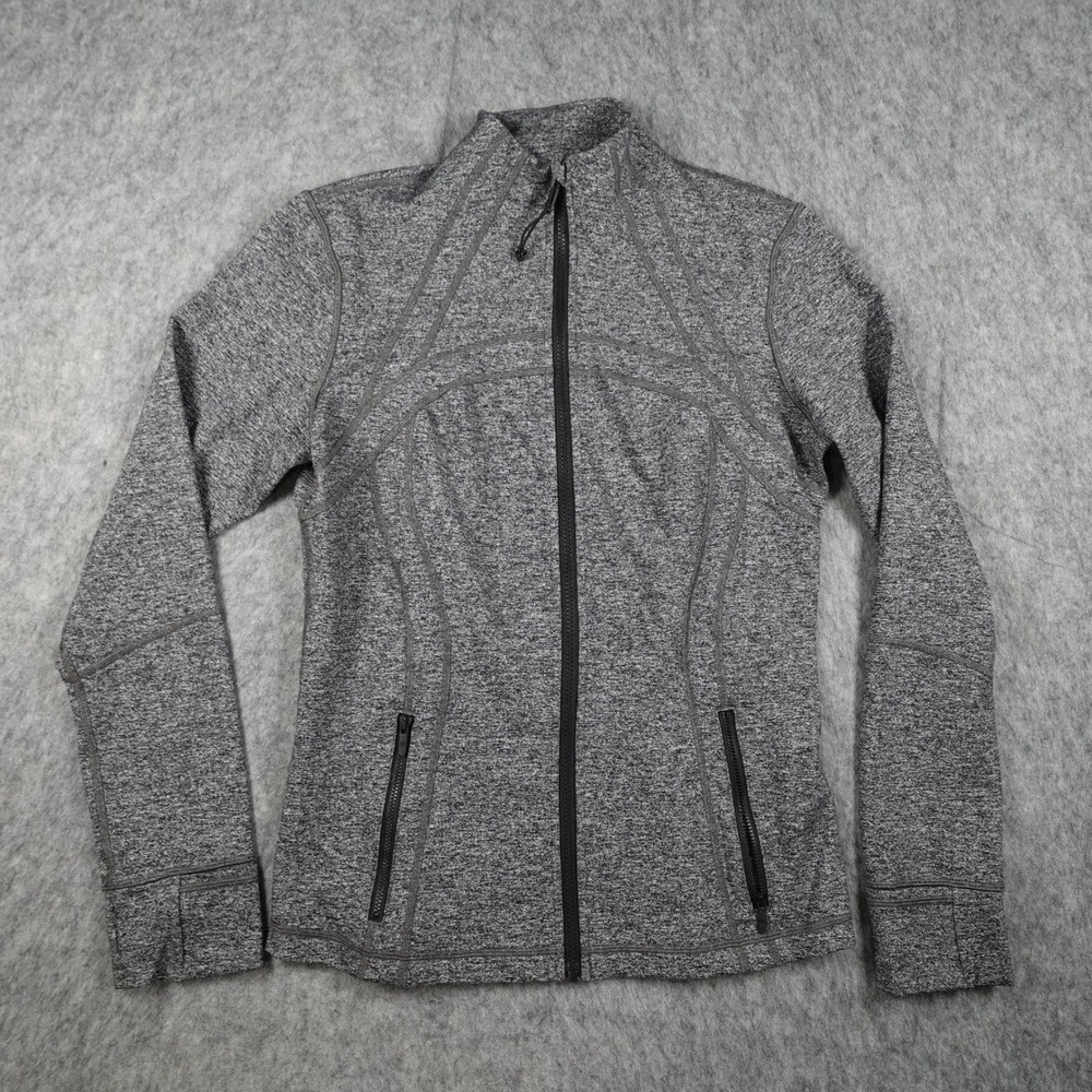 Lululemon Jacket Womens 12 Heathered Black Gray Luon Define Full Zip Mock Neck